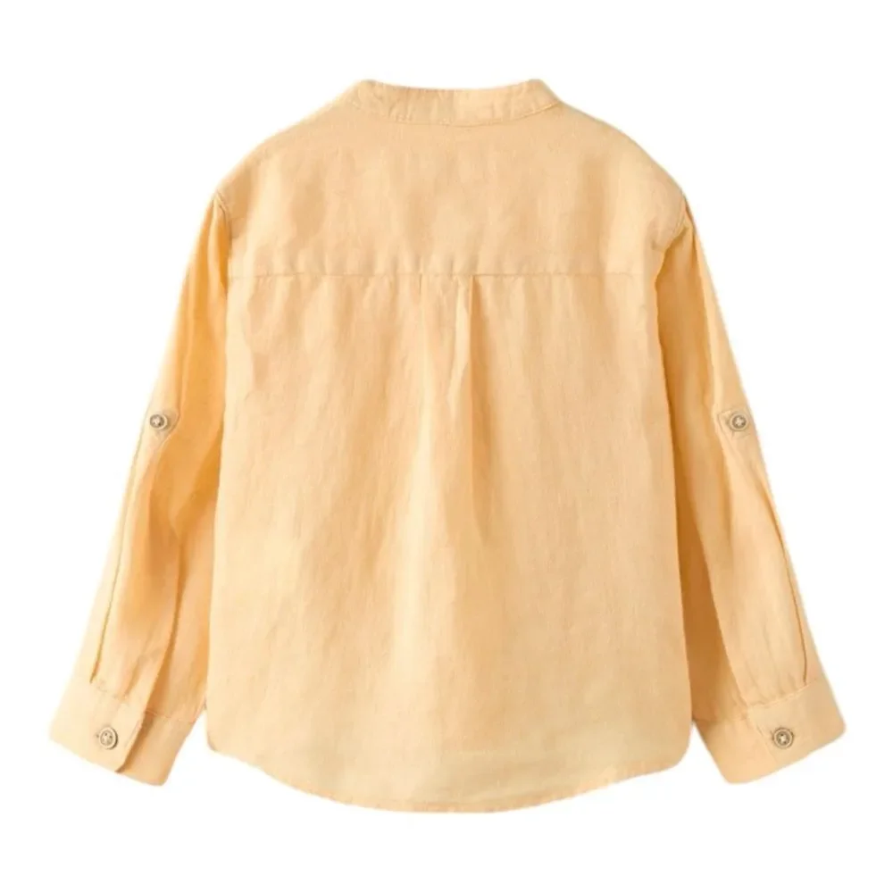 Zara Kids Peach 100% Linen Button Down Shirt NWT 2T